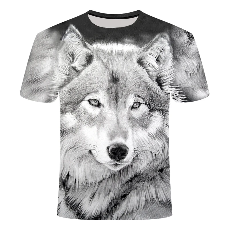 

2019 New Summer Brand 3D Wolf head T-shirt man round collar short sleeve T-shirt men fashion t shirt short sleeves dropshipping