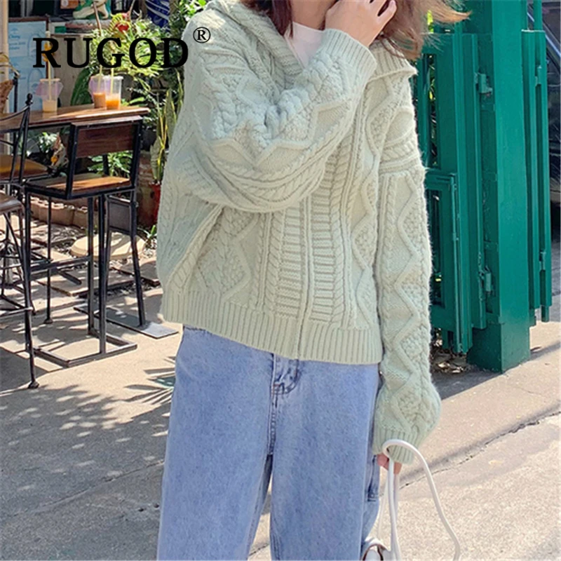 RUGOD 2019 корейский шик витой кардиган женский модный длинный рукав осень-зима