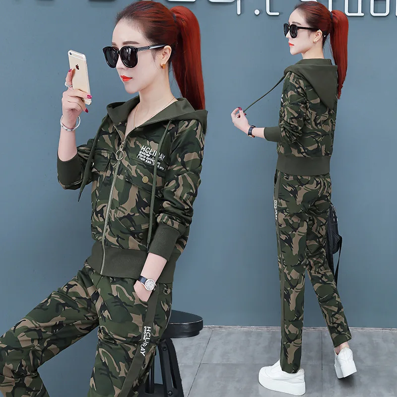 

Camouflage Sports Casual WOMEN'S Suit 2020 New Style Korean-style Slim Fit Slimming Western Style High-End by Age-Style Three-pi