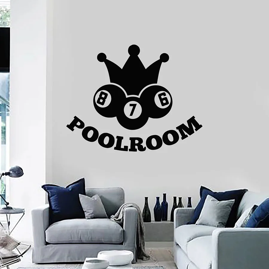 Настенная Наклейка Poolroom с короной шариком бильярдом хобби виниловая оконная