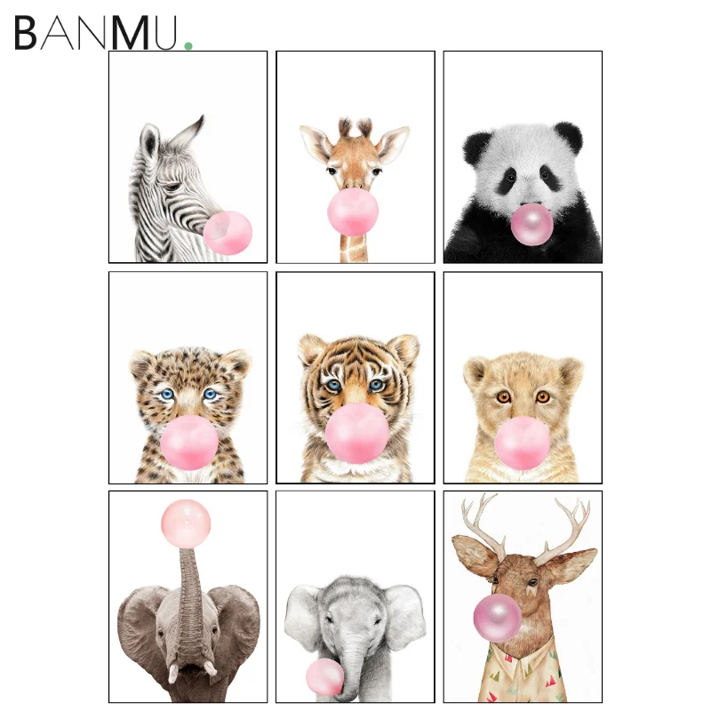 Декор для детской комнаты BANMU настенный постер с абстрактными милыми животными