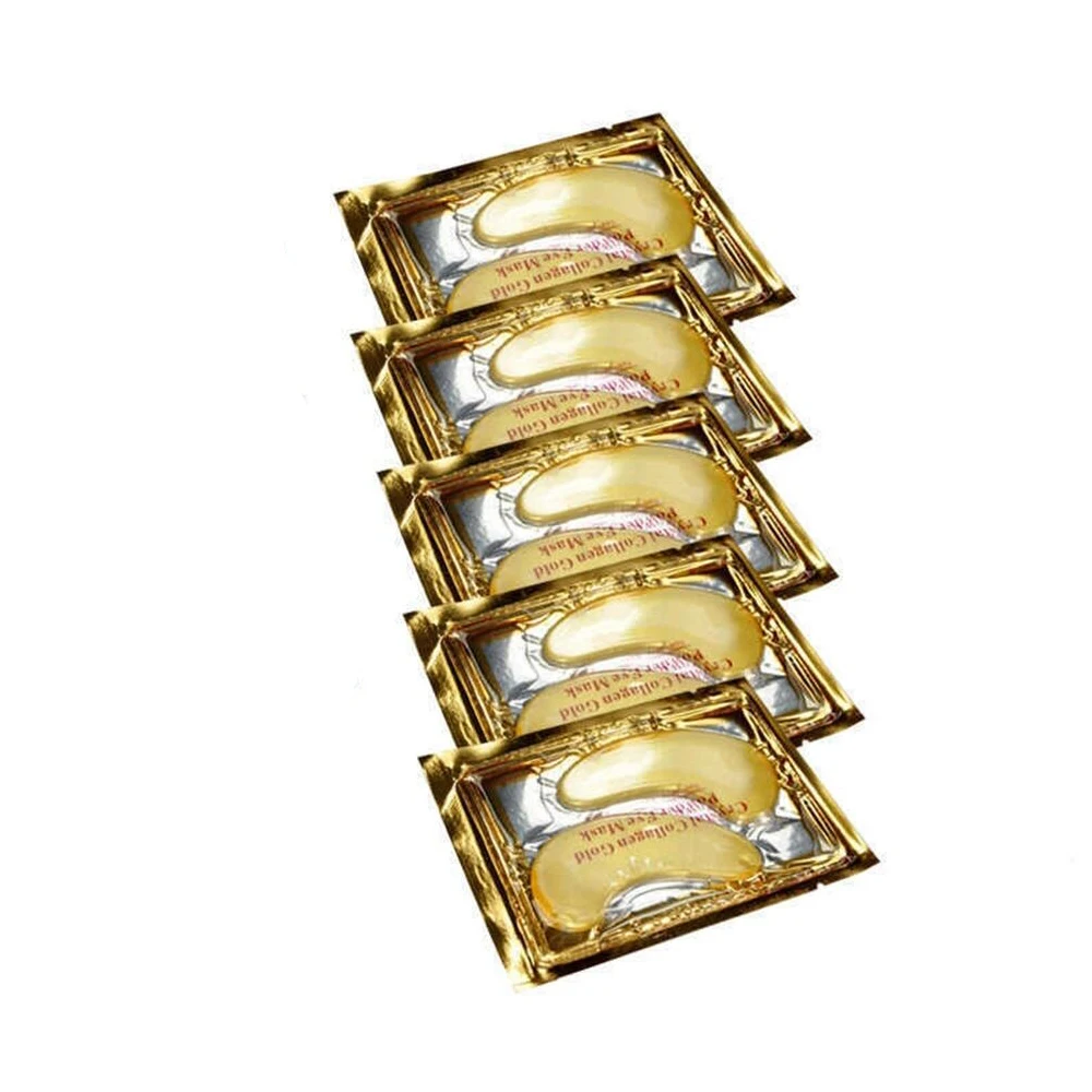 5pcs 1/5 пар золотистого кристаллического золотистого коллагенового геля, увлажняющая маска для глаз против морщин и черных глаз, гелевая маска для глаз, уход за кожей лица - Цвет: 5pcs
