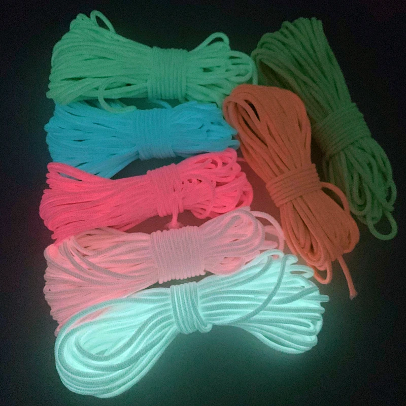 Nylon Cord Macrame Cord Waxed Cord Leather Cord Faux Suede Cord Pvc Cord Packaging Cord 5yards/Lot 2mm Luminous Rope Paracord Parachute Cord Lanyard Rope Mil Spec Type DIY Bracelet Accessories