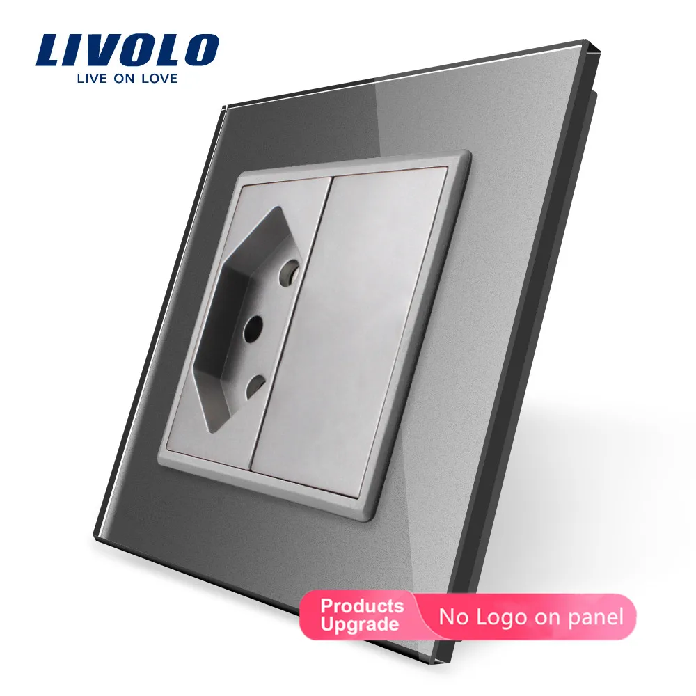 Livolo EU standard Switzerland розетка, 7 цветов кристальная стеклянная панель, AC 110~ 250 В настенная розетка, C7C1CH-11, без логотипа