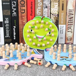 Crianças de madeira memória xadrez cérebro inteligência desenvolvimento puzzle brinquedo dos desenhos animados vários forma memória xadrez montessori brinquedos