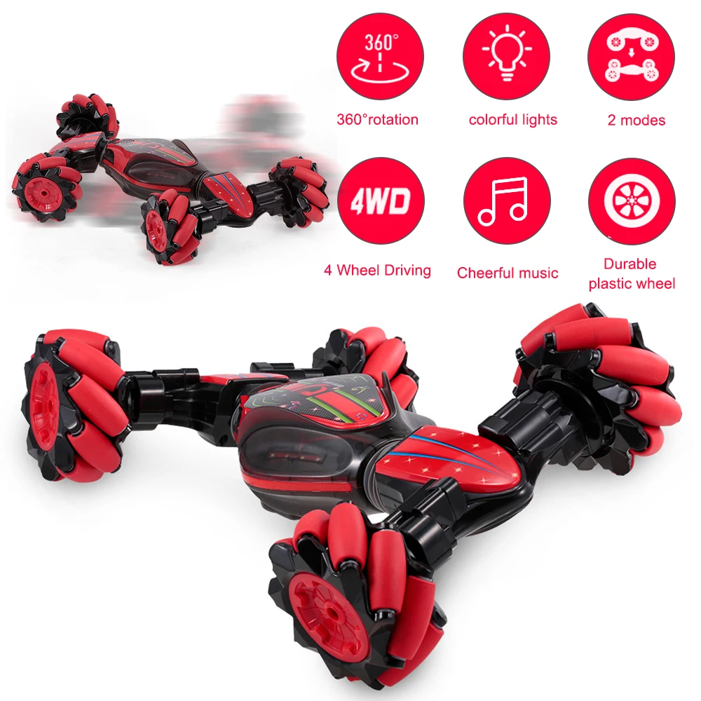 

2.4GHz 4WD RC Car RC Stunt Car Off Road Car RC Deformable All-Terrain Double-Sided Car with Gesture Sensor Lights Music Kids Toy