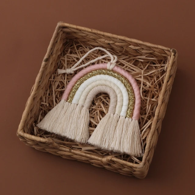 Macrame Rainbow Wall Hanging Decorative Colored Toy for Boho Home Decor, Party Supplies, Baby Shower, Nursery Dorm Room Decor 2