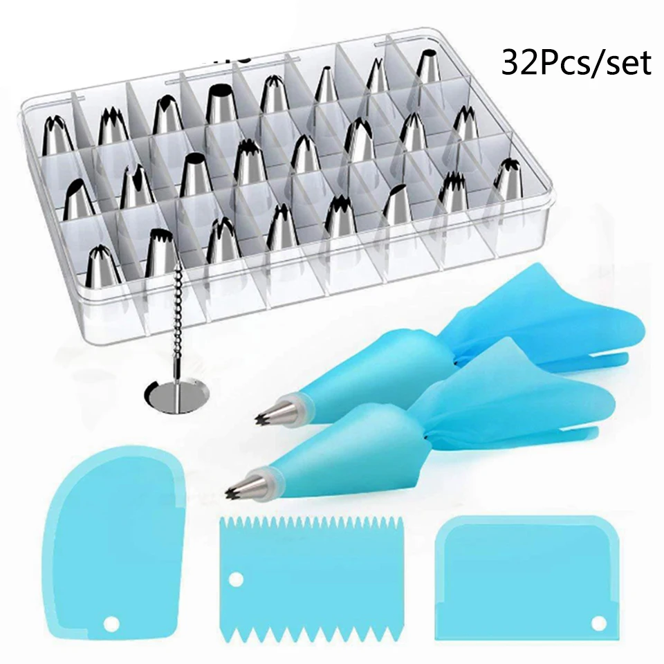 32 pcs 1 set Transhome насадки для украшения выпечки набор 30-83 шт./компл. Кондитерские насадки кондитерский мешок конвертер скребок для торта насадки для кондитерского мешка; для поставки в Россию выпечки - Цвет: 32 pcs 1 set