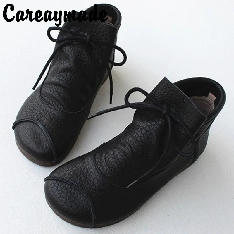 Careaymade/Женская обувь из натуральной кожи; художественный стиль; коровья кожа; обувь на толстой подошве; однослойный слой; коровья кожа; полусапожки ручной работы