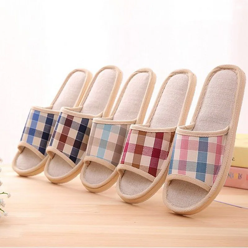 Zapatillas de casa informales de cáñamo para mujer, chanclas suaves de  lino, primavera y otoño, envío directo|Zapatillas| - AliExpress
