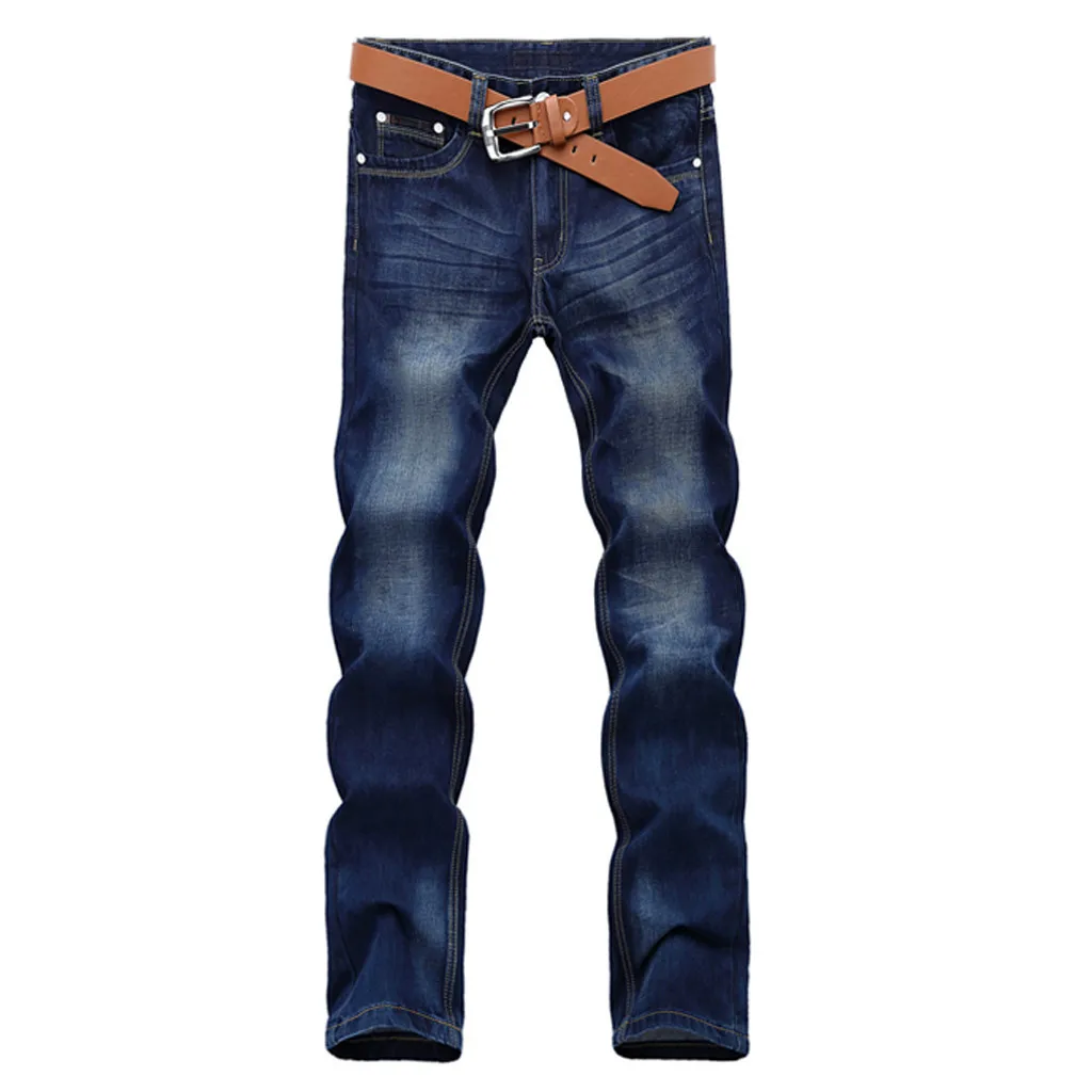 Мужские потертые джинсы нового размера плюс, ковбойские брюки на молнии со средней талией, четыре сезона, деловые модные повседневные трендовые брюки# D