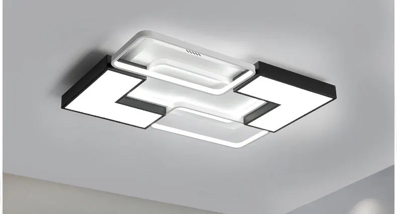 Современный светодиодный потолочный светильник с пультом дистанционного управления, белый с черным корпусом, с регулируемой яркостью, с