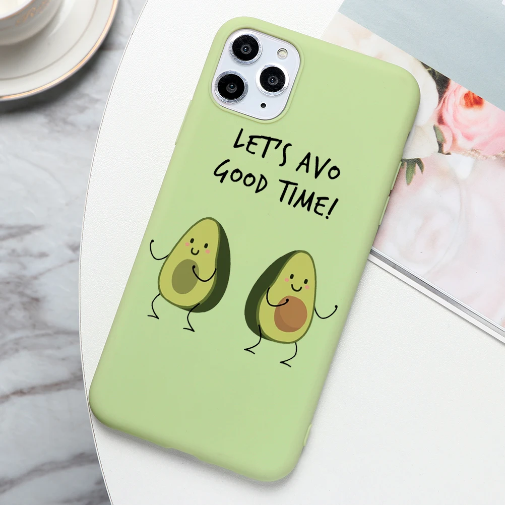 Чехол Avocado для iphone 11 Pro XS Max XR X 5 5S, силиконовый зеленый матовый чехол для iphone 7Plus 7 8 6 S 6 S Plus, чехол для телефона для девочек