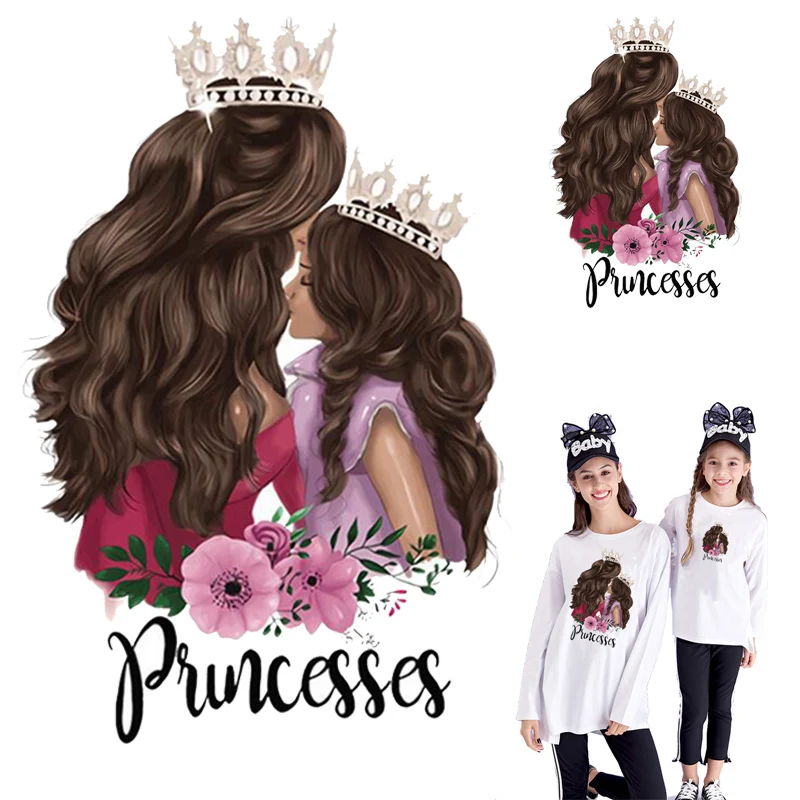 

Mom Baby DIY Iron On Transfer Thermal Stickers Patches For Clothes Cartoon Girls Lady Heat Transfer Patches Stripes DIY Badge