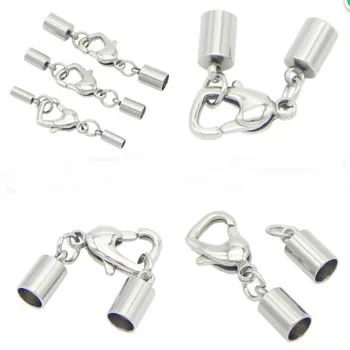 

5pcs / bag Jewelry Making Supplies Stainless Steel Leather Rope Buckle Love Buckle DIY Bracelet Necklace Connection Buckle Charm
