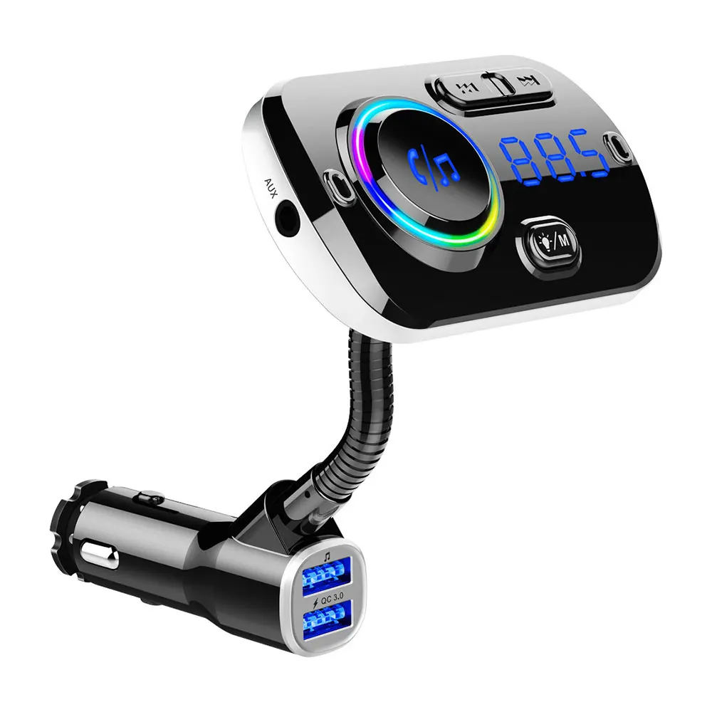 Автомобильный Bluetooth Aux адаптер Handsfree FM передатчик Hands Free carkit Hands free автомобильный комплект QC3.0 Быстрая зарядка 3,0 USB Автомобильное зарядное устройство