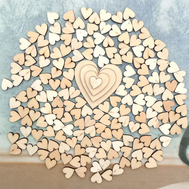 

100pcs 4 Sizes Mixed Rustic Wooden Heart Beads For Wedding Table Scatter Home Decoration Accessories