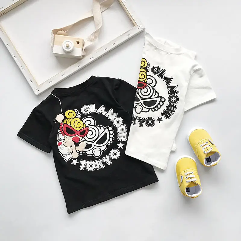 Модные осенние футболки с героями мультфильмов Детская футболка с короткими рукавами и надписью однотонная одежда высокого качества