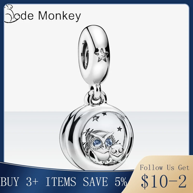 Pandach Little Owl Charm Authentic 925 Sterling Silver Beads Fit Original Bracelet Hot Sale DIY Jewelry Making CMS1504 | Украшения и