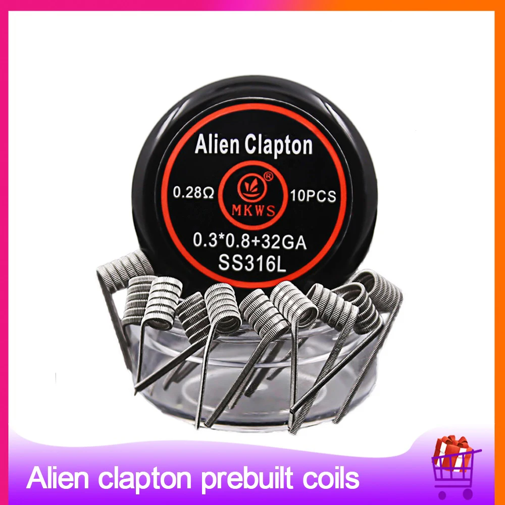 10 шт. Alien clapton ss316L NI80 A1 готовые катушки для электронных сигарет RBA RDA RTA vape tank heating