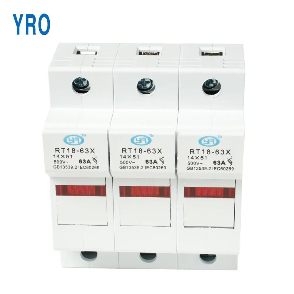 

1PC RT18-63 3P 14*51mm PBT Copper Fuse Holder 500V 63A