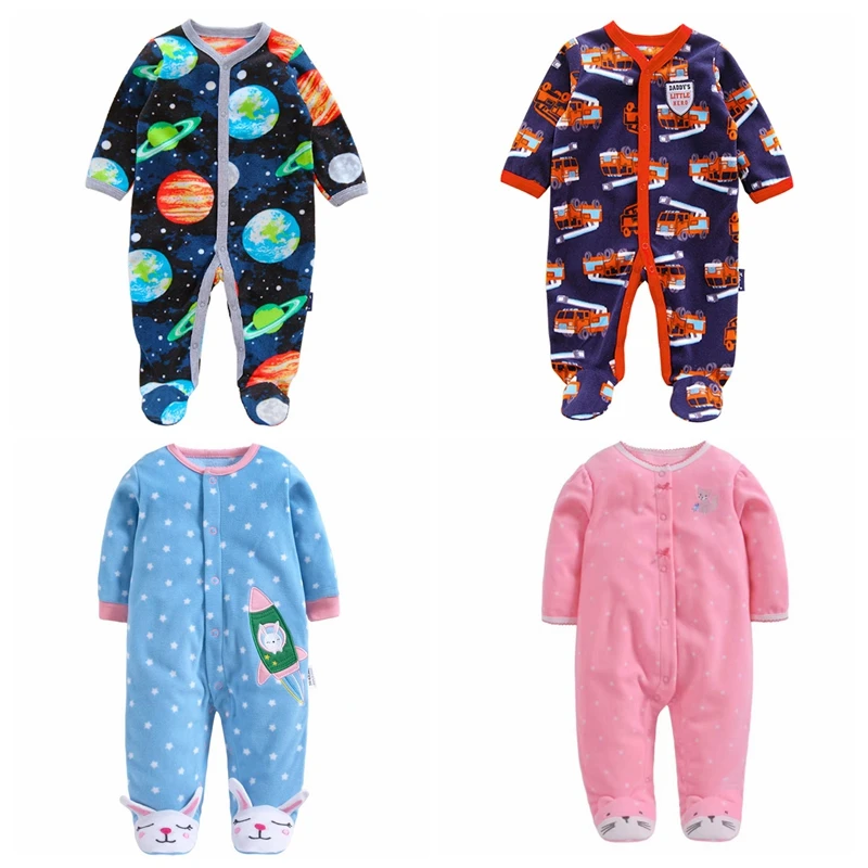 

Baby Clothes Winter Fleece Baby Girls Boys Rompers baby boy Cartoon jumpsuit toddler Kids Clothes Overalls