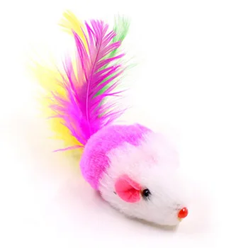

4 pcs cat toy with feather in the mouse Feathers toy for cat (ran feather color)