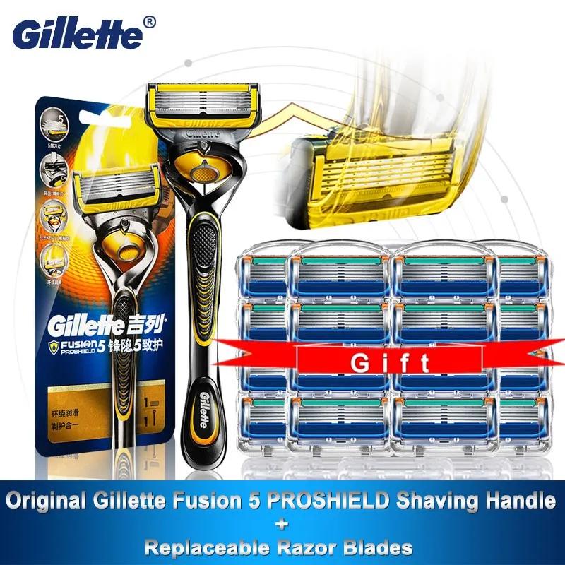 

Original Gillette Fusion5 Proshield Shaving Straight Razor Manual Safety Razor Cassettes Handle With 5 Layers Replaceable Blades