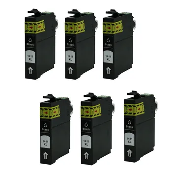 

6x Black Compatible Ink Cartridges T1411 Compatible For Epson Workforce WP-7018 WP-7511 Printer Inkjet Full Ink Cartridge