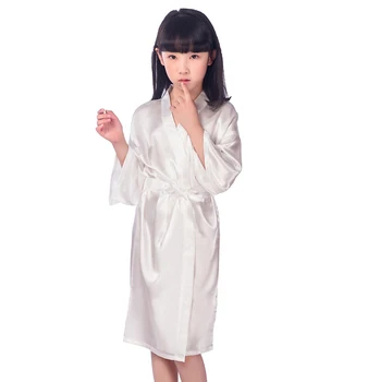 

Elegant Solid Flower Girls Wedding Robe Comfortable Satin Soft Bath Gown Kimono Gown Summer Casual Half Sleeve Mid-calf Robe
