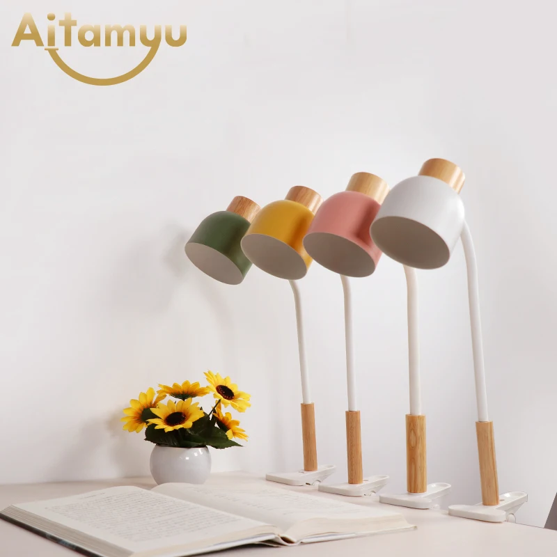 

Nordic Wood Table lamp with USB Dimmer Switch Desk Light Deco Luminaria For Bedroom