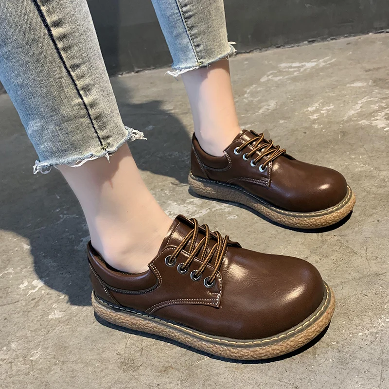 

Women Shoes Autumn Soft British Style Clogs Platform Oxfords Women's Round Toe Shallow Mouth Casual Female Sneakers Flats Fall