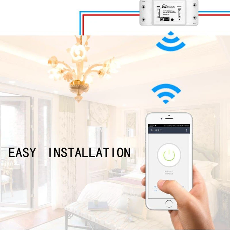 WiFi Smart Universal Light Switch Breaker Timer Smart Life APP Wireless Remote Control Works with Alexa Google Home
