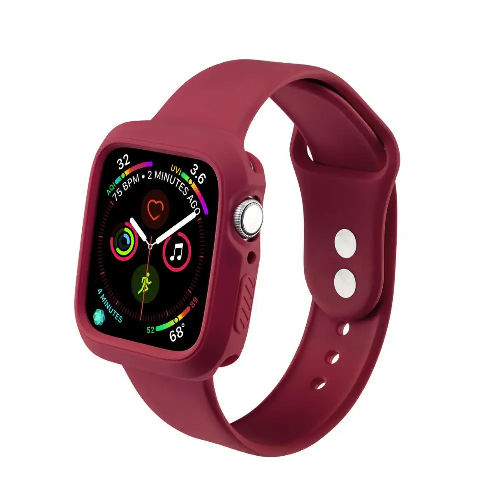 Color14 ProBefit Soft Silicone Bumper Watch Case+ WatchBand for Apple Watch 3 2 1 42MM 38MM Rubber Watch Strap for iWatch 5 4 40MM 44MM - Цвет ремешка: Color14