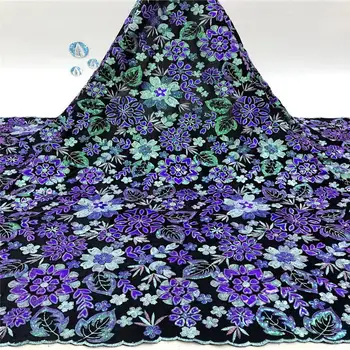 

Sequins Lace Fabric 5 Yards African Lace Fabric High Quality French Nigerian Net Lace Fabric For Women Wedding Party A1742