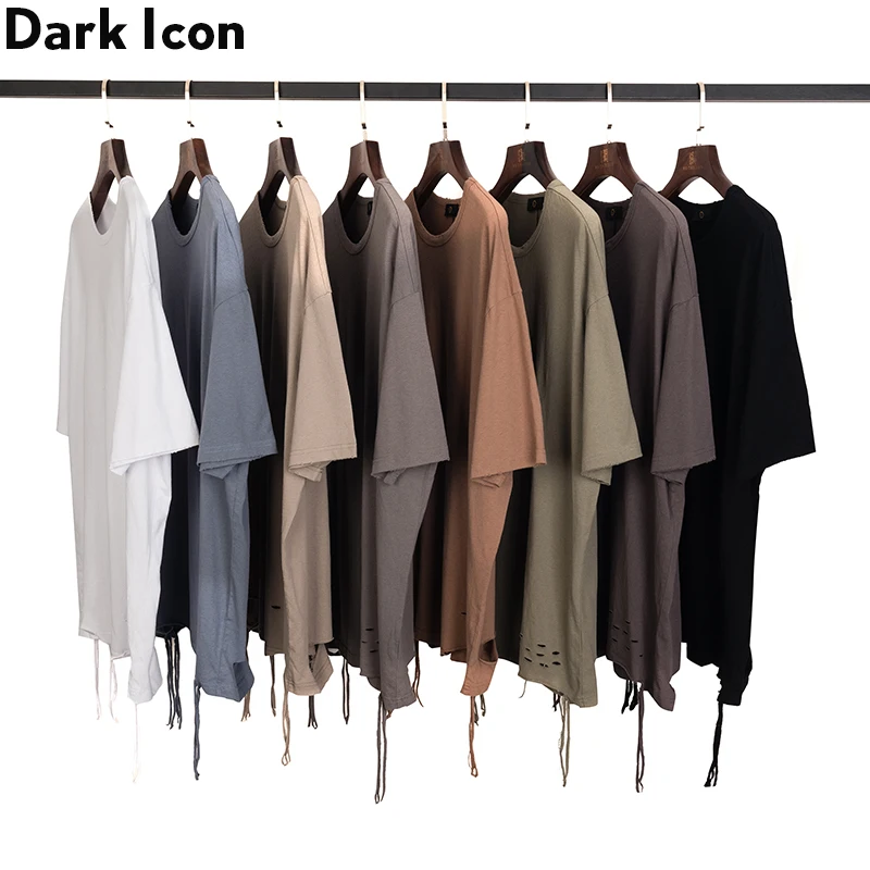 Мужская и женская Однотонная футболка Dark Icon с боковой шнуровкой футболки High