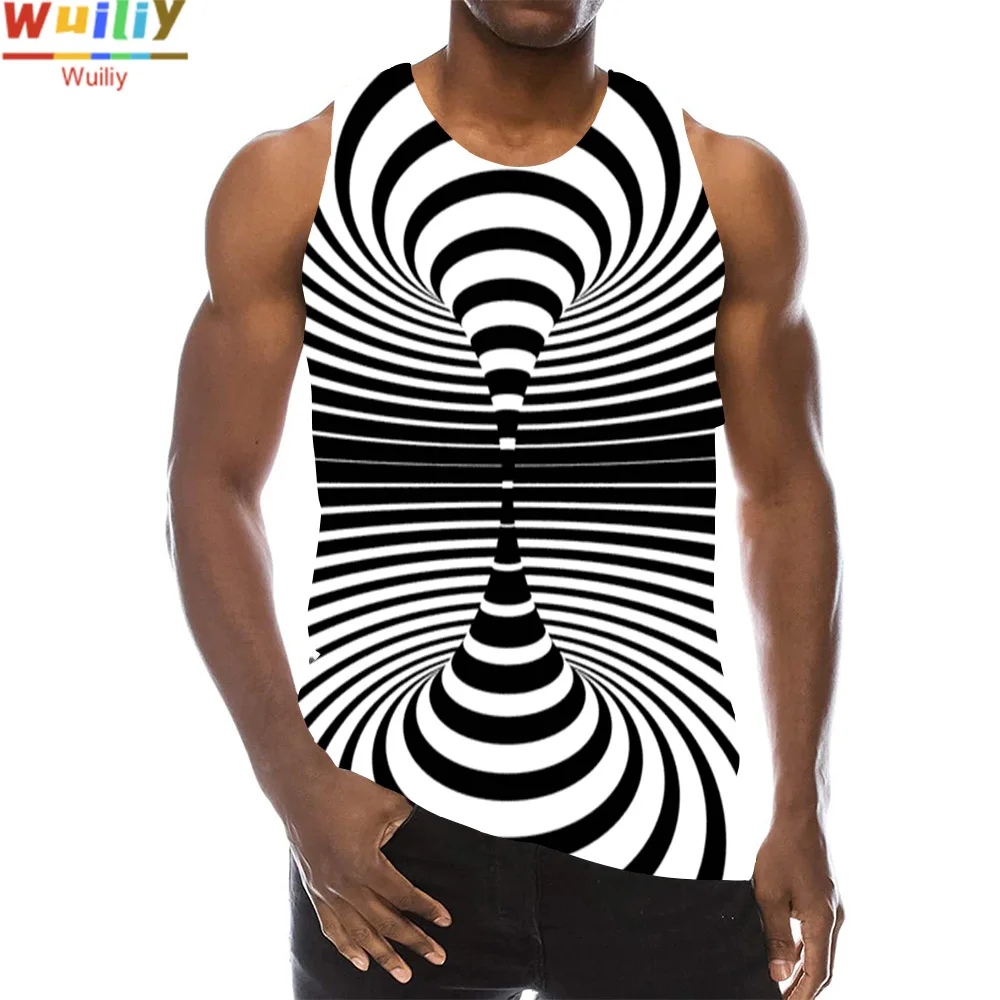 Camiseta sin mangas con estampado de cara para hombre, chaleco con estampado artístico en blanco y negro