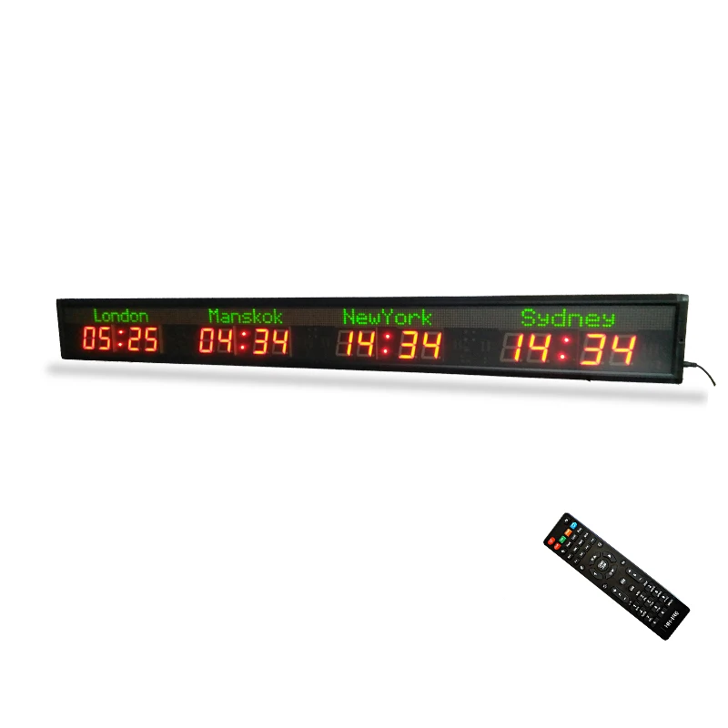 multiple time zone clock/LED world time clock 4 cities world time clock 4