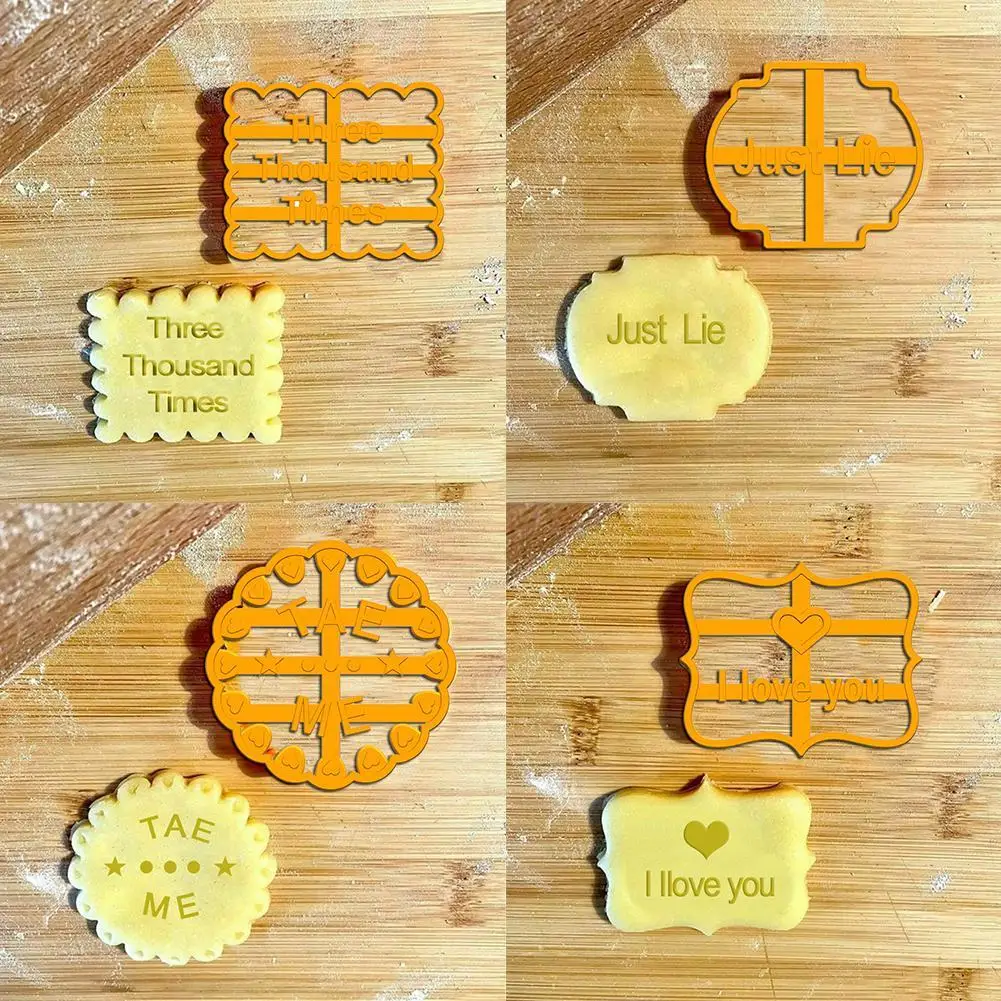 1//4PCS Cookie Molds with Good Wishes Alphabet for Cookie Baking Biscuit Cutters