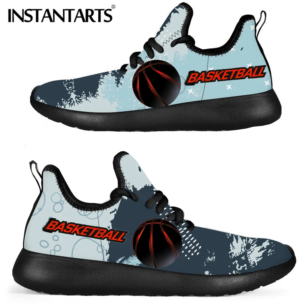 

INSTANTARTS Men Basketball Mesh Knit Sneakers Spring/Summer Man's Casual Shoes 3D Basket Ball Printing Flats Loafers Zapatos Boy