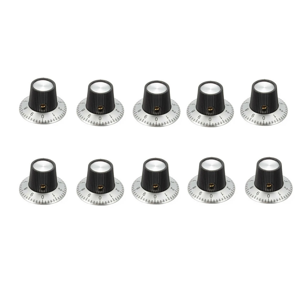 

10Pack Speaker Control Knobs Power Amplifier Knob Cap With Digital Scale Fit 1/4" Shaft Pots For General Electronic Usage