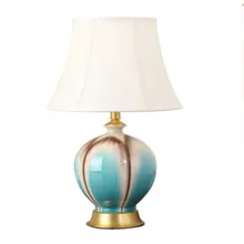 Современный американский стиль сине-зеленая Керамическая Настольная лампа для спальни прикроватная гостиная фойе для учебы настольная лампа для чтения ночной Светильник 190110