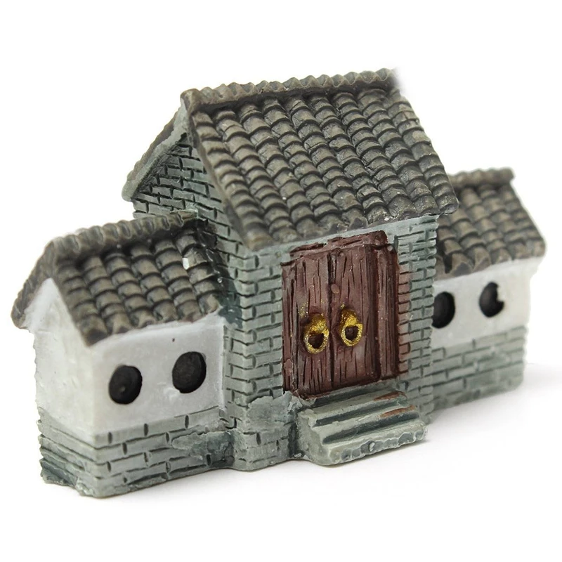 Miniature Villa House Dollhouse Potted Flower Plant Craft DIY Ornament Bonsai Decor Chinese Ancient City Gate Gray Promotion | Дом и сад