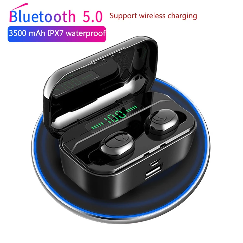 

3500 mAh TWS Wireless Earphone Bluetooth 5.0 Earphones Led Power Display CVC8.0 DSP noise reduction Sport Headset Power bank