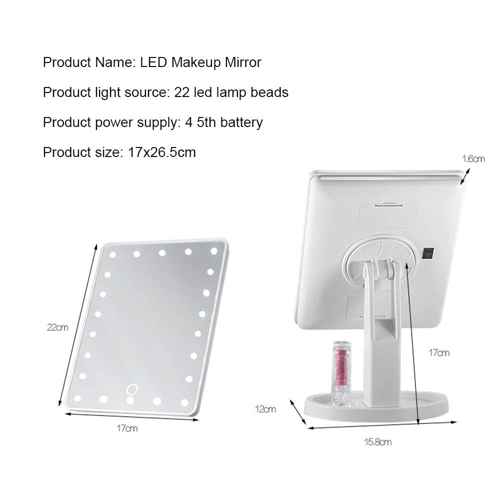 22 светодиодный сенсорный экран макияж зеркальный стол настольная столешница яркие регулируемые батареи инструменты