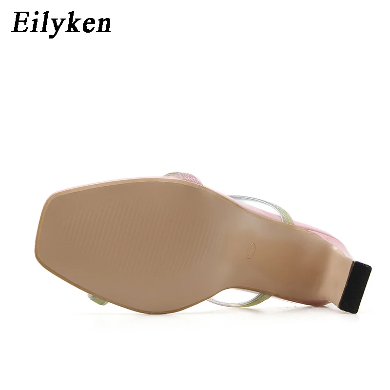 Eilyken; высококачественные дизайнерские модные шлепанцы без задника; женская обувь на высоком каблуке; летняя пикантная женская обувь с открытым носком; цвет розовый; элегантная обувь под вечернее платье