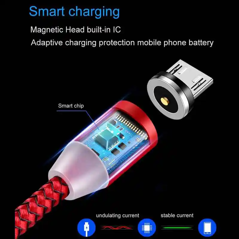 Магнитный зарядный кабель для Samsung Galax A71 J7 A5 A7 A10 A50 9C Honor 20 30 Xiaomi 10 Micro USB Redmi 7A 8A Type