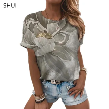 MUSIC T SHIRT Sexy Fashion Ladies T-shirt 2021 New Summer Loose Women's Floral Print XL Top 3D Printed Abstract Pattern Lovely 1