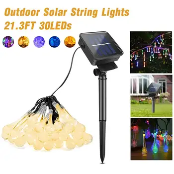 

6.5M 30LED Solar Light String Waterproof Solar Droplet Bulbs Fairy String Light For Outdoor Garden Lawn Solar Lights Party Lamps