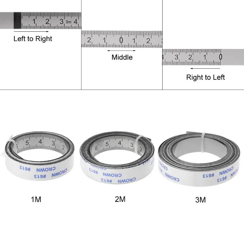 

Self-Adhesive Measuring Tape with Adhesive Backing Left To Right Reading Right To Left Middle to both sides Stainless Steel63HF
